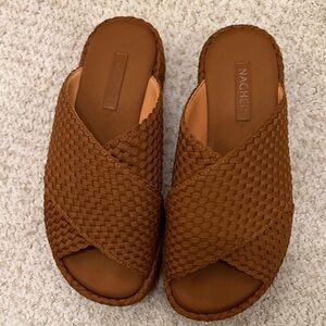 Naghedi Brown Woven wedge sandal
